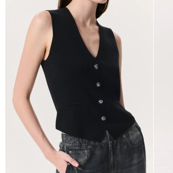 rag & bone Tops - NWT rag & bone Priya Ponte Tailored Vest Black